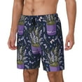 thumbnail image 1 of Picia Lavender Flowers pattern Mens Swim Trunks with Compression Liner Stretch Beach Shorts Quick Dry with Zipper Pockets No-Chafing Board Shorts-XX-Large, 1 of 9