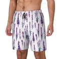 thumbnail image 1 of Picia Lavender Flowers pattern Mens Swim Trunks with Compression Liner Stretch Beach Shorts Quick Dry with Zipper Pockets No-Chafing Board Shorts-, 1 of 9