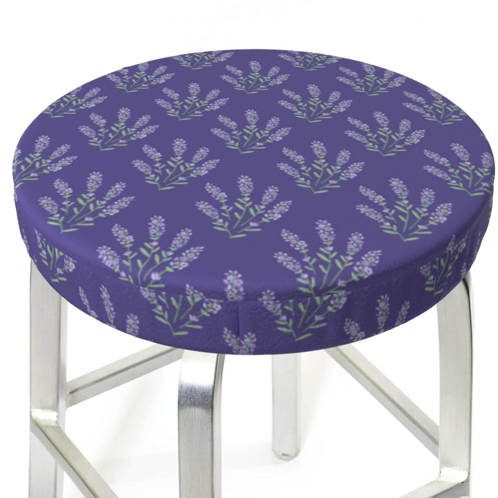 Picia Lavender Flowers pattern Round Stool Covers Comfy Seat Covers Stretch Removable ...