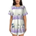 thumbnail image 1 of Picia Lavender and Butterfly Pajamas Sets for Women Soft Short-Sleeved Pjs with Lounge Shorts Two Piece Sleepwear-Large, 1 of 9