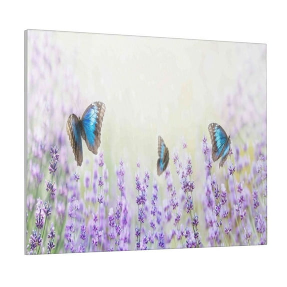 Picia Lavender and Butterfly Pattern Decorative Picture – Unique Wall Art, Modern Canvas Print for Trendy Interiors (Horizontal)