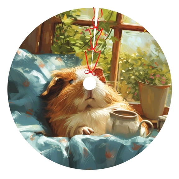 Picia Lazy Home Style Guinea Pig Print Christmas Tree Skirt , Christmas Tree Skirt Ornaments for Merry Christmas Holiday Party Decorations Indoor Outdoor-36"
