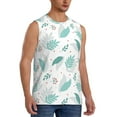 thumbnail image 1 of Picia Leaf Print Green mens Cotton Tank Undershirts , Moisture-wicking Ribbed Tanks, Lightweight Cotton Tank Undershirts-XX-Large, 1 of 8