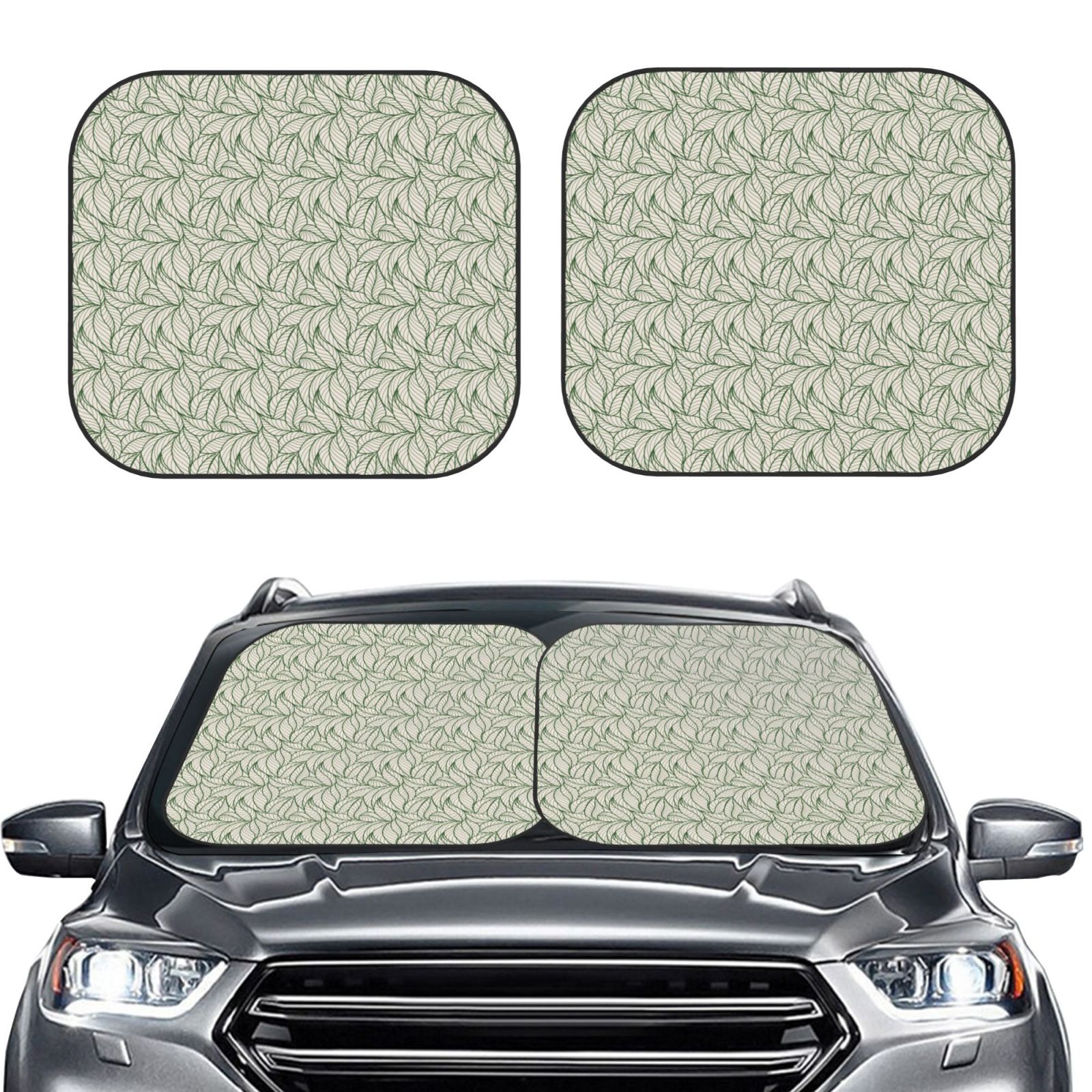 Picia Leaves 2 Piece Car Windshield Sun Shade Foldable Foldable Sun