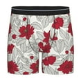 thumbnail image 1 of Picia Leaves And Anemone Flowers In Red Grey Pattern Men's Athletic Long Leg Briefs , Performance Stretch Underwear，Moisture-Wicking, 1 of 7