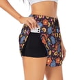 thumbnail image 1 of Picia Leaves Flower Pattern Women's 2 in 1 Athletic Running Shorts High Waisted Workout Casual Gym Sweat Shorts with Comfy Liner Zipper Pockets-X-Large, 1 of 9