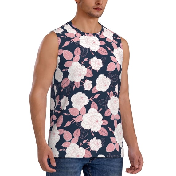 Picia Leaves Flower mens Cotton Tank Undershirts , Moisture-wicking Ribbed Tanks, Lightweight Cotton Tank Undershirts-Small