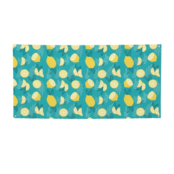 Picia Lemon Blue Pattern Party Banner, Festive Decoration, Holiday Banner, Celebration Decor, Event Banner, Reusable Party Banner-Small