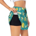 thumbnail image 1 of Picia Lemon Blue Pattern Women's 2 in 1 Athletic Running Shorts High Waisted Workout Casual Gym Sweat Shorts with Comfy Liner Zipper Pockets-XX-Large, 1 of 9