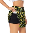 thumbnail image 1 of Picia Lemon Fruits Flowers Leaves Pattern Women's 2 in 1 Athletic Running Shorts High Waisted Workout Casual Gym Sweat Shorts with Comfy Liner Zipper Pockets-Large, 1 of 9