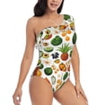 thumbnail image 1 of Picia Lemon Fruits Vegetables Pattern Women's One Piece Swimsuits,One Shoulder Swimwear Asymmetric ,Ruffle Monokinis Bathing Suits,High Waisted Flattering Bathing Suits-X-Large, 1 of 8