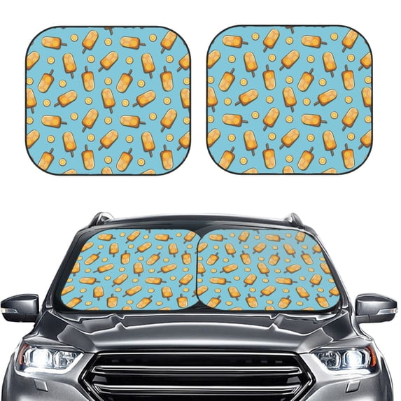 Picia Lemon Ice Cream 2 Piece Car Windshield Sun Shade Foldable | Foldable Sun Shield for Front Window Blocks UV Rays and Keeps Your Vehicle Cool-
