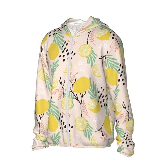 Picia Lemon Leaves Women's Men's UPF 50+ Sun Protection Hoodie Shirt Long Sleeve SPF Fishing Outdoor UV Hiking Lightweight Shirts-Small