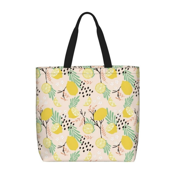 Picia Lemon Leaves for Tote Bag for Women with Zipper, Gym Tote with Compartments, Laptop Work Tote Nurse Dance Yoga Bag for Sport, Travel