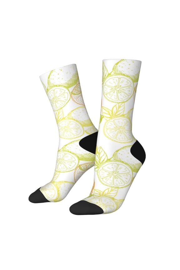 Lemon Potatoes Print Athletic Socks for Men & Women – Cushioned Moisture-Wicking Crew Socks for Sports, Running, and Training, Soft & Breathable Size 5-11