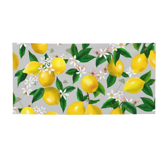 Picia Lemon Seamless Pattern Oil Painting Effect Pattern Party Banner, Festive Decoration, Holiday Banner, Celebration Decor, Event Banner, Reusable Party Banner-Small