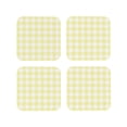 thumbnail image 1 of Picia Lemon Yellow Checkboard Printed Leather Coasters for Drinks, 4" Drink Coasters Set of 4 for Tabletop Protection, Handmade Luxurious Home Décor and Housewarming Gift -Square, 1 of 6