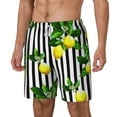 thumbnail image 1 of Picia Lemons on Striped pattern Mens Swim Trunks with Compression Liner Stretch Beach Shorts Quick Dry with Zipper Pockets No-Chafing Board Shorts-XX-Large, 1 of 9