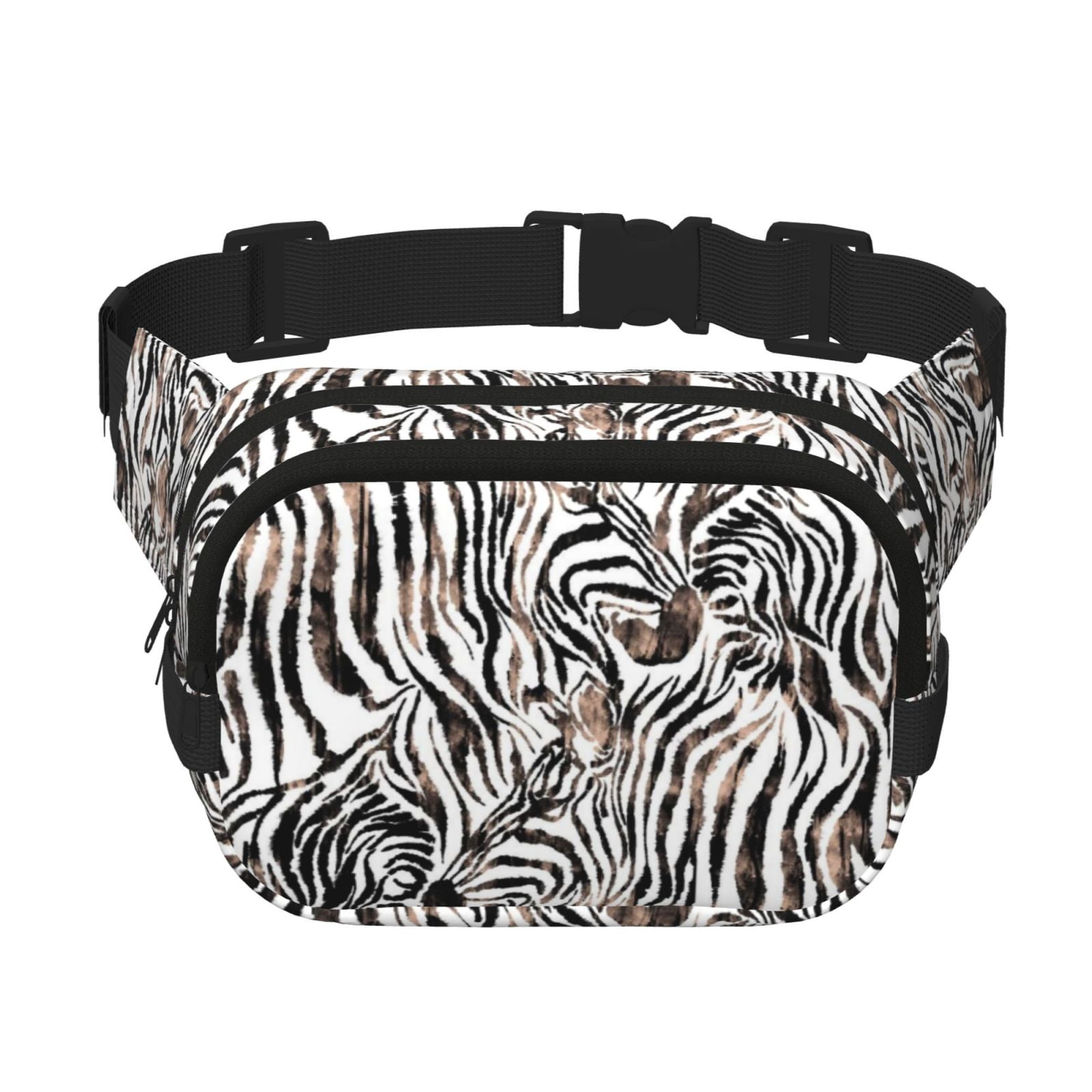 Picia Leopard And Zebra Print Square Double-Layer Waist Bag Mini Adjustable Waist Belt Bag Exercise Running Travel Hiking