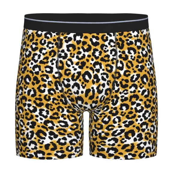Picia Leopard Pattern Men's Athletic Long Leg Briefs , Performance Stretch Underwear，Moisture-Wicking