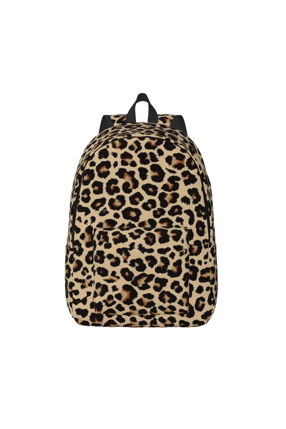 Leopard Print-1 Printed Canvas Daypack - Stylish and Durable Vintage Compact Backpack - Class, Work, Travel, or Laptop Bookbag,Organized Compartments-Medium