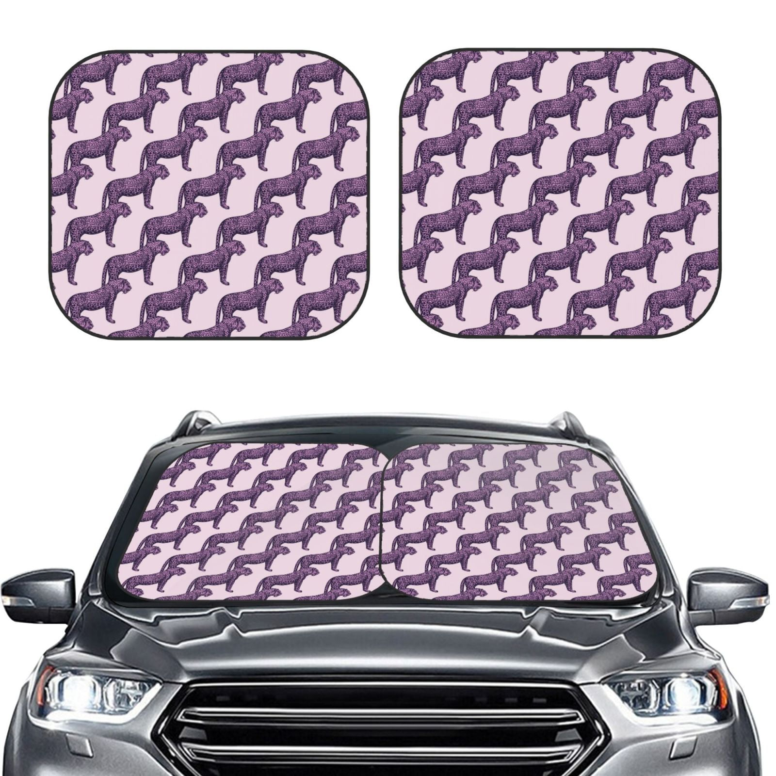 Picia Leopard Print 2 Piece Car Windshield Sun Shade Foldable | Foldable Sun Shield for Front ...