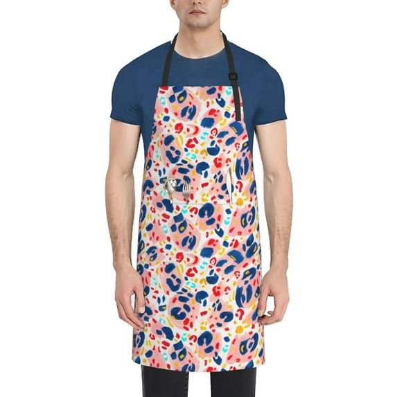 Picia Leopard Print (2) Waterproof Apron for Unisex Adult - Adjustable Bib Apron with Pockets, Ideal for Cooking, Gardening, Painting, and Household Chores