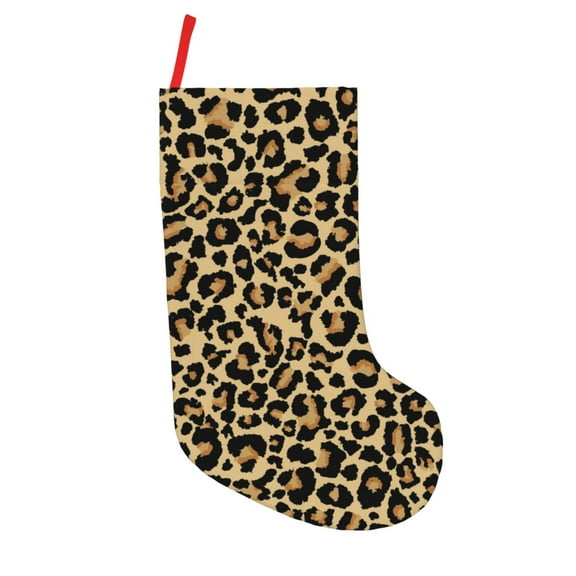 Picia Leopard Print Pattern Christmas Stockings, 18 Inches Knit Christmas Stockings, Stockings Christmas Cable Knitted Xmas Hanging Stockings