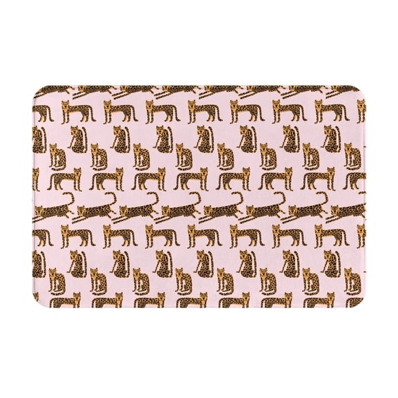 Picia Leopard Print Pattern Flannel Doormat 16x24 Inch Non-Slip Indoor Mat, Absorbent & Quick-Dry Rug for Entryway, Bathroom, Kitchen, and Bedroom, Machine Washable