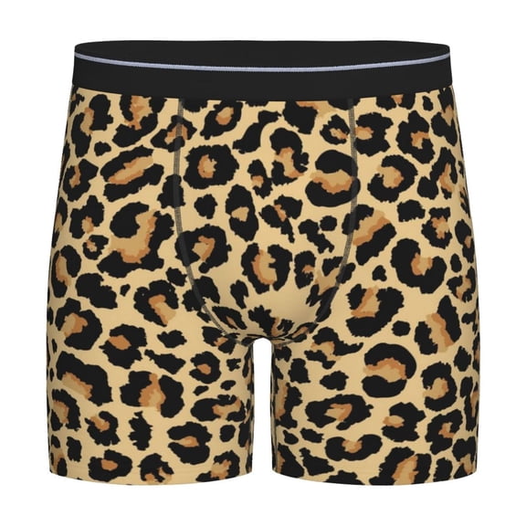 Picia Leopard Print Pattern Men's Athletic Long Leg Briefs , Performance Stretch UnderwearMoisture-Wicking