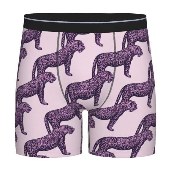 Picia Leopard Print Pattern Men's Athletic Long Leg Briefs , Performance Stretch Underwear，Moisture-Wicking