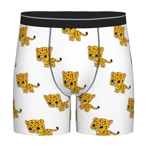 Picia Leopard Print Pattern Men's Athletic Long Leg Briefs , Performance Stretch Underwear，Moisture-Wicking