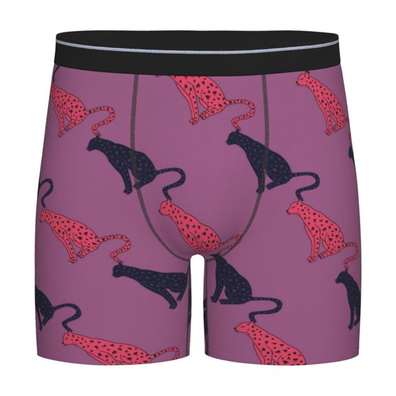 Picia Leopard Print Pattern Men's Athletic Long Leg Briefs , Performance Stretch Underwear，Moisture-Wicking