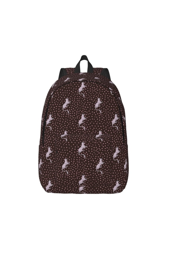 Leopard Print Printed Canvas Daypack - Stylish and Durable Vintage Compact Backpack - Class, Work, Travel, or Laptop Bookbag,Organized Compartments-Medium