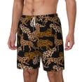 thumbnail image 1 of Picia Leopard Print pattern Mens Swim Trunks with Compression Liner Stretch Beach Shorts Quick Dry with Zipper Pockets No-Chafing Board Shorts-Large, 1 of 9