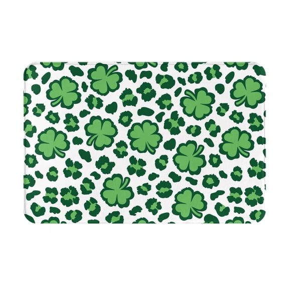 Picia Leopard print St. Patrick's Day Pattern Flannel Doormat 16x24 Inch Non-Slip Indoor Mat, Absorbent & Quick-Dry Rug for Entryway, Bathroom, Kitchen, and Bedroom, Machine Washable