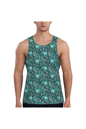 Lephants in the Jungle Printed Men’s Performance Tank, Men's Workout Tank Top Moisture-Wicking Tank Top Muscle tee, Breathable Workout Shirt-Large