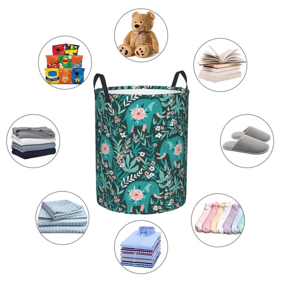 Picia Lephants in the Jungle Large Laundry Basket, Waterproof, Freestanding Laundry Hamper, Collapsible Tall Clothes Hamper with Extended Handles-