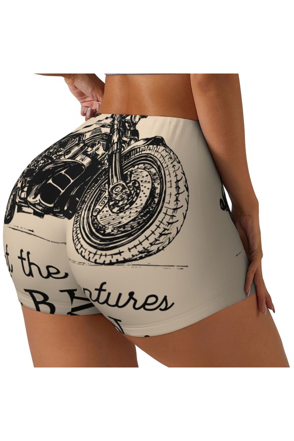 Let The Adventure Begin Printed Workout Shorts for Women Seamless Scrunch Butt Lifting High Waisted Yoga Gym Booty Running Moisture-wicking Short Pants-Medium