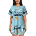 thumbnail image 1 of Picia Let's Go on an Adventure Pajamas Sets for Women Soft Short-Sleeved Pjs with Lounge Shorts Two Piece Sleepwear-Medium, 1 of 9