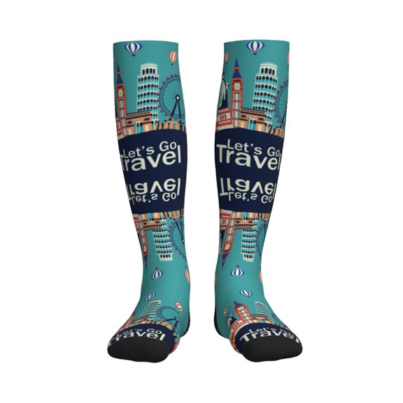 Picia Let's go Travel Printed Sports Compression Socks - 15-20mmHg Graduated Compression, High-Performance Soft and Breathable Socks for Men and Women