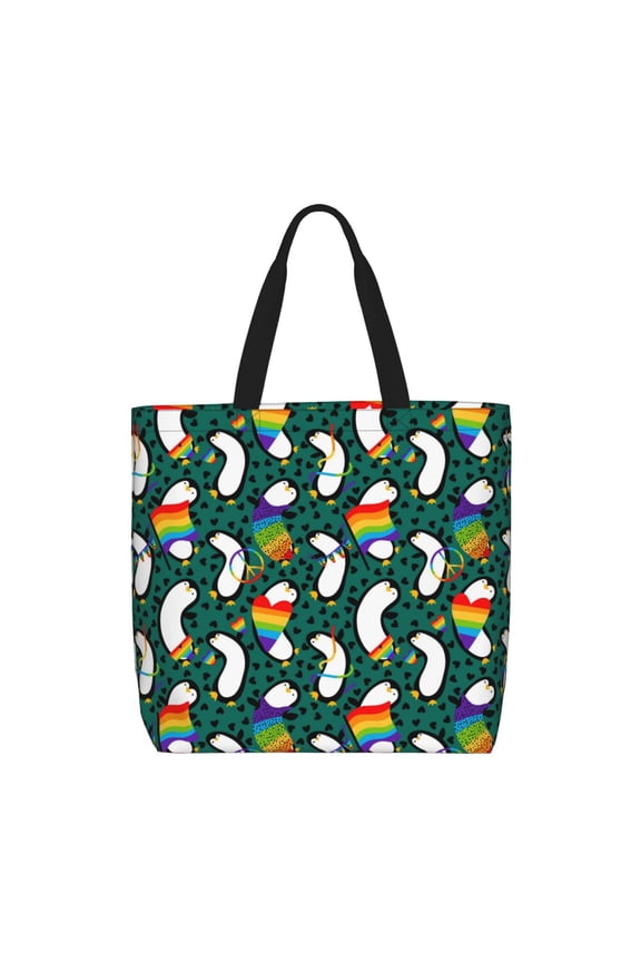Lgbt Penguin for Tote Bag for Women with Zipper, Gym Tote with Compartments, Laptop Work Tote Nurse Dance Yoga Bag for Sport, Travel