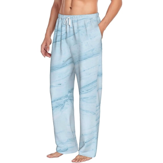 Picia Light Blue Marble Mens Soft Woven Cotton Elastic Waistband Sleep Pajama Pant Lounge Sleep Pant With Pockets And Drawstring-X-Large
