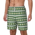 thumbnail image 1 of Picia Light Green Squares pattern Mens Swim Trunks with Compression Liner Stretch Beach Shorts Quick Dry with Zipper Pockets No-Chafing Board Shorts-Small, 1 of 9