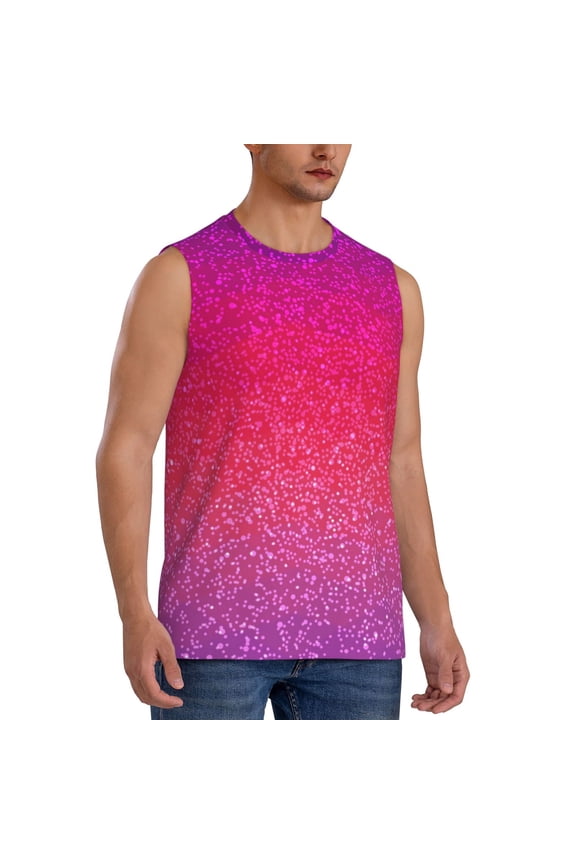Light Purple Glitter mens Cotton Tank Undershirts , Moisture-wicking Ribbed Tanks, Lightweight Cotton Tank Undershirts-Small