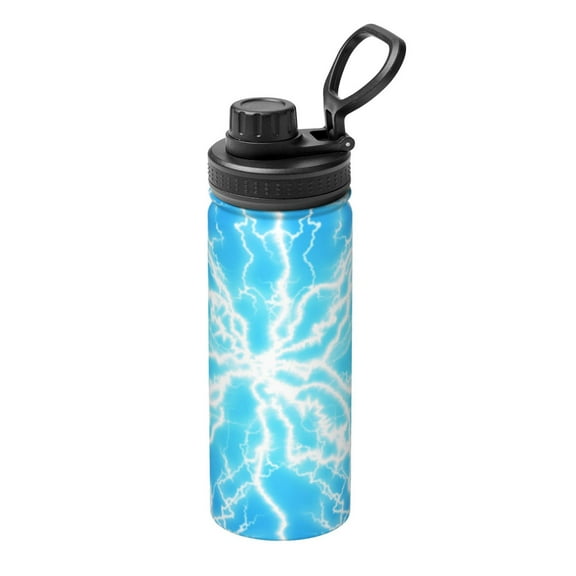 Picia Light blue flash Pattern Water Bottle 18 oz Stainless Steel Insulated Bottles With Handle Leak Proof Gym Sport Water Jug BPA-free insulated kettle For Men Women Adults