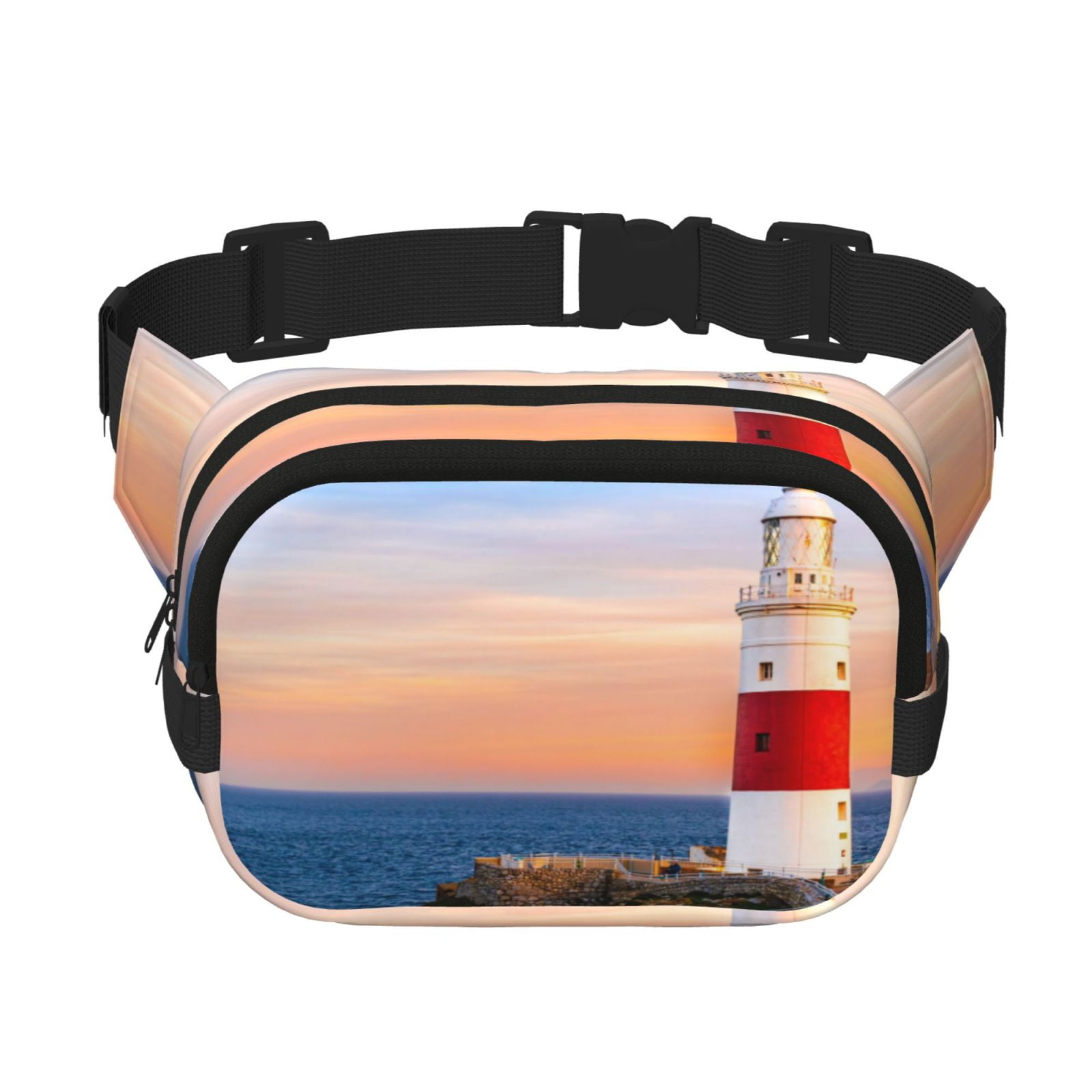 Picia Lighthous1 Print Square Double-Layer Waist Bag Mini Adjustable Waist Belt Bag Exercise Running Travel Hiking