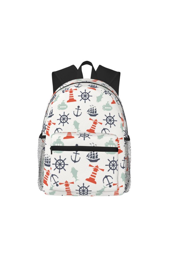 Lighthouse Sailboat Large Capacity Backpack Classic Style Backpack Casual Backpack Water-Resistant School Work Travel Outdoor Backpack