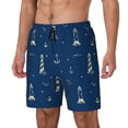 thumbnail image 1 of Picia Lighthouses and Anchors pattern Mens Swim Trunks with Compression Liner Stretch Beach Shorts Quick Dry with Zipper Pockets No-Chafing Board Shorts-Small, 1 of 9