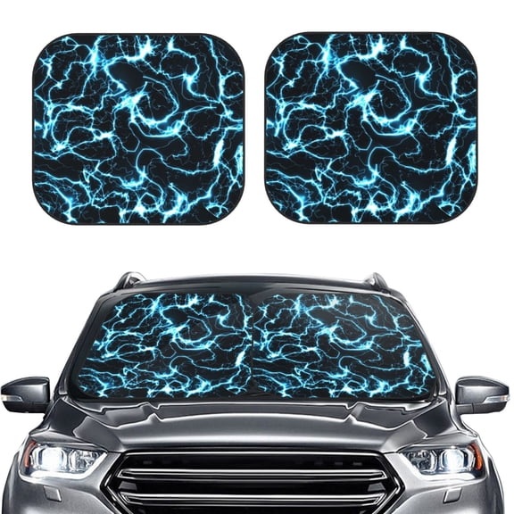 Picia Lightning 2 Piece Car Windshield Sun Shade Foldable | Foldable Sun Shield for Front Window Blocks UV Rays and Keeps Your Vehicle Cool-Medium